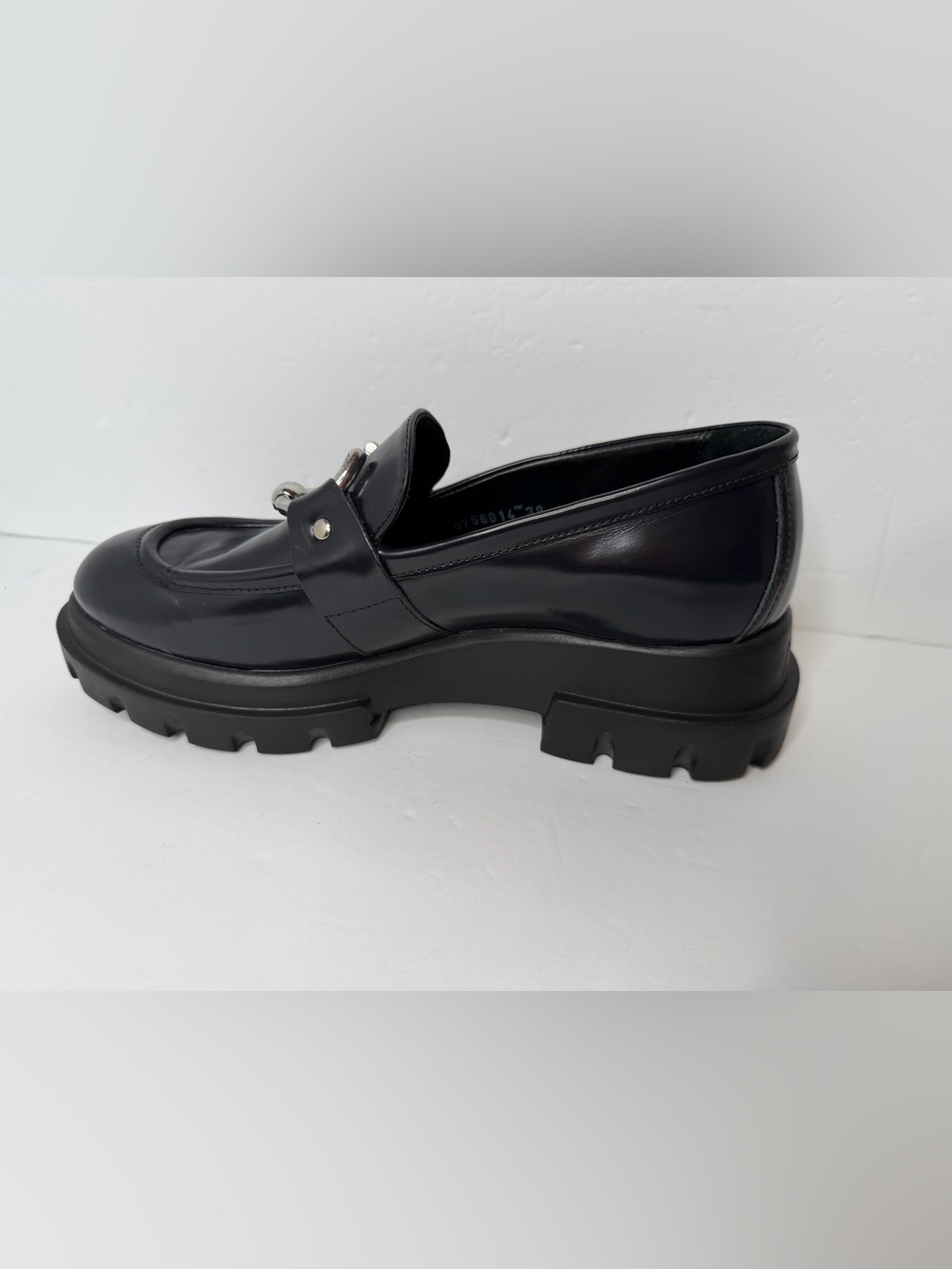 AGL Monique chunky sole leather loafers in black leather Women's EU 39/ 8.5-9 US - Picture 14 of 15
